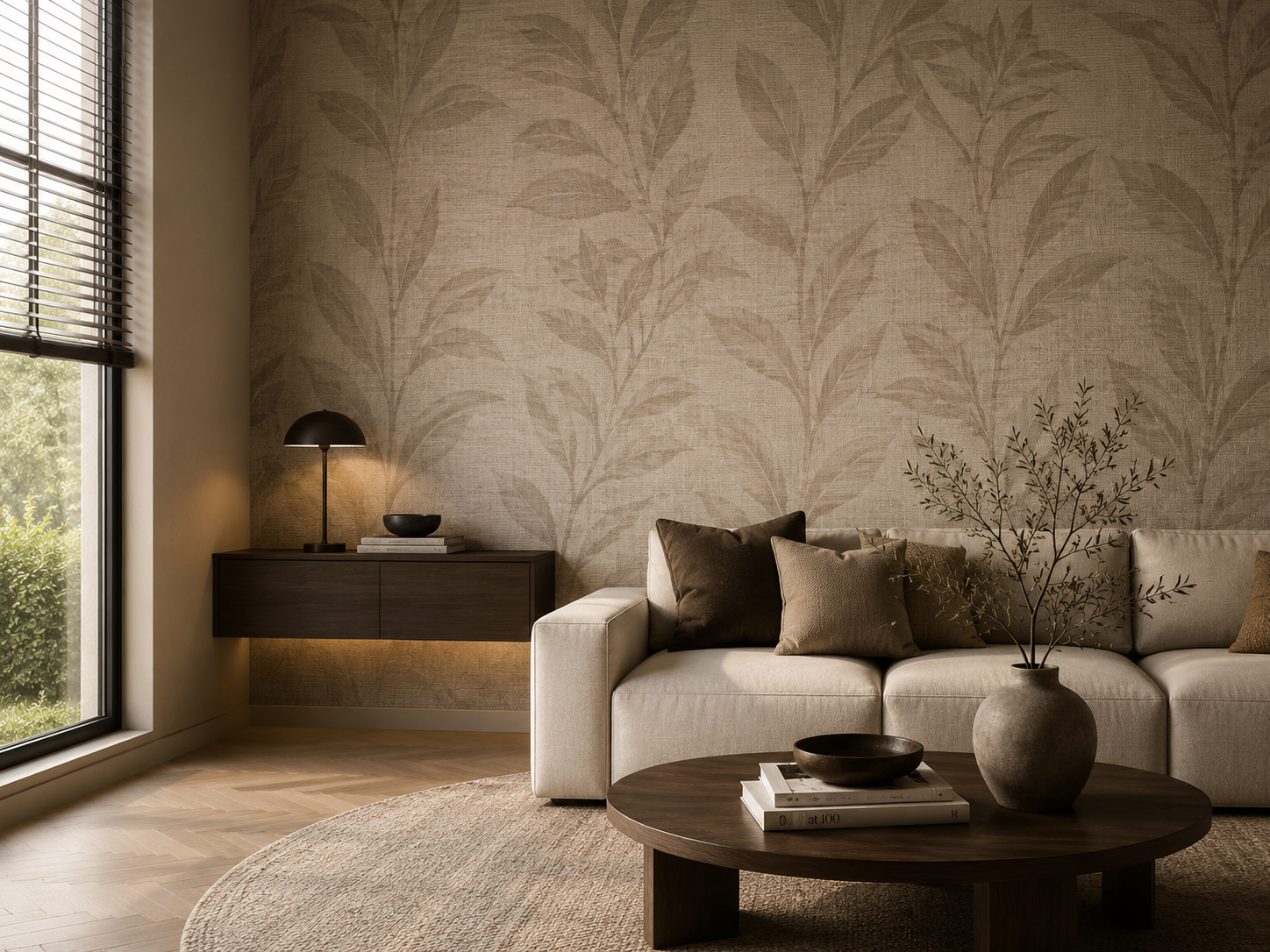 Interieur met sfeervol behang en wandafwerking