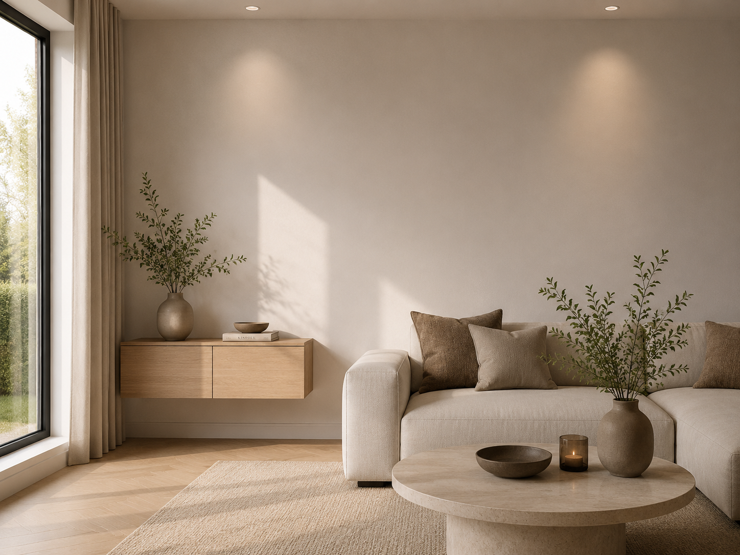 Rustig interieur met strak geschilderde wanden